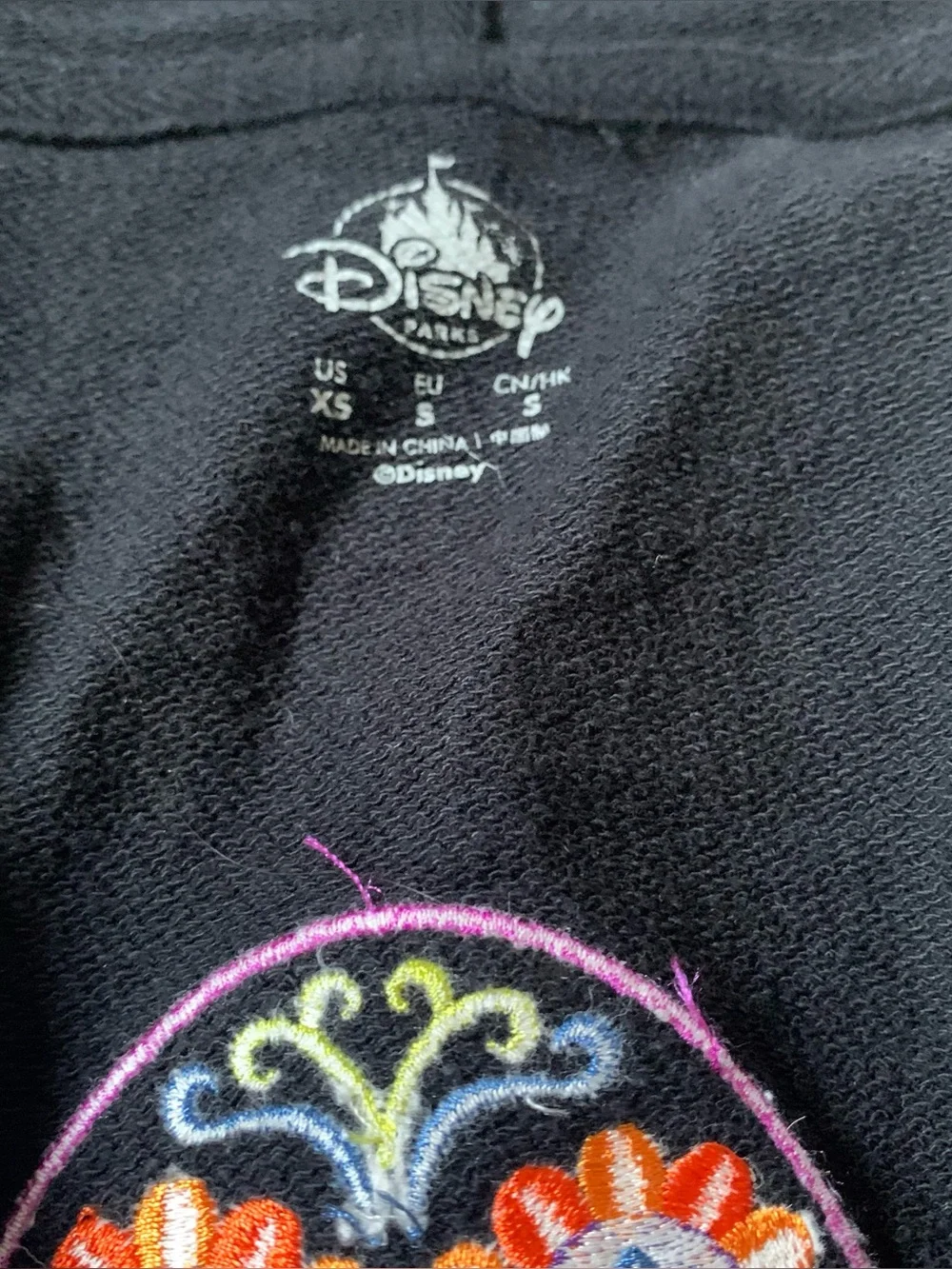 Disney Parks Kids Black Coco Hoodie with Colorful Sugar Skull Back Graphic Size